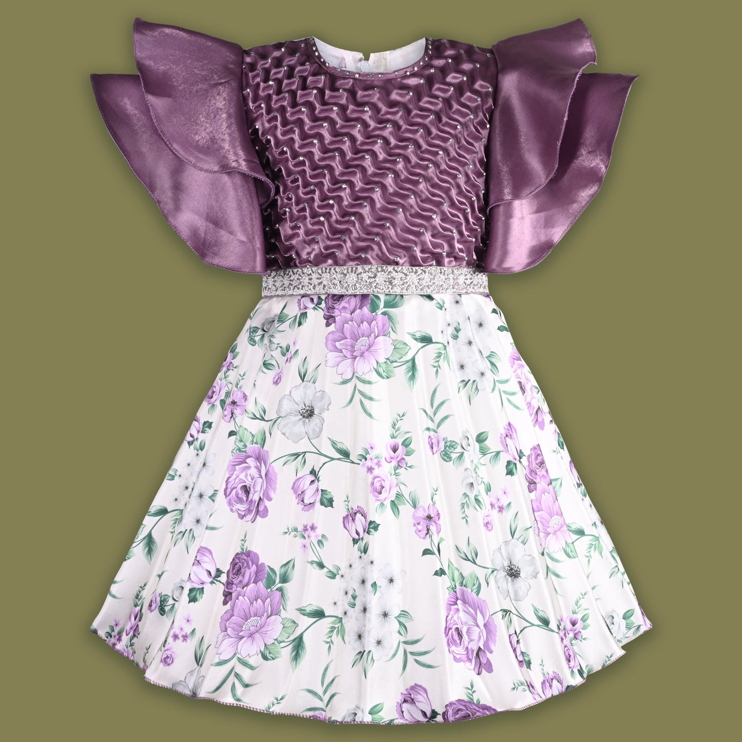 Girls Floral Print Fit and Flare Frock Dress