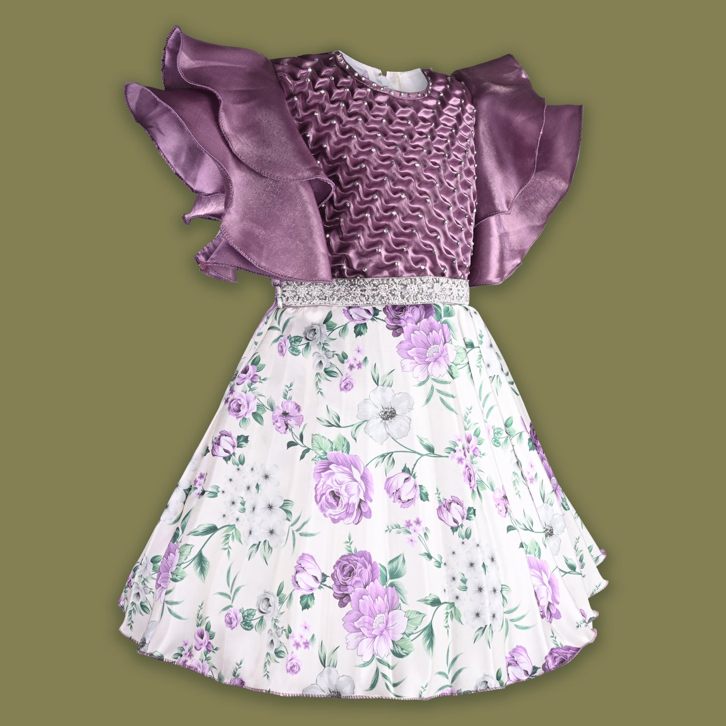 Girls Floral Print Fit and Flare Frock Dress