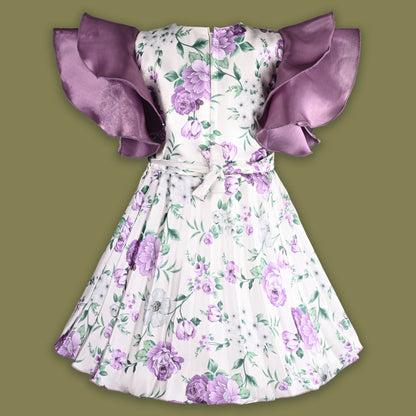 Girls Floral Print Fit and Flare Frock Dress