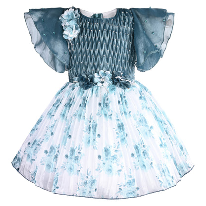 Girls Floral Print Fit and Flare Frock Dress fep3431