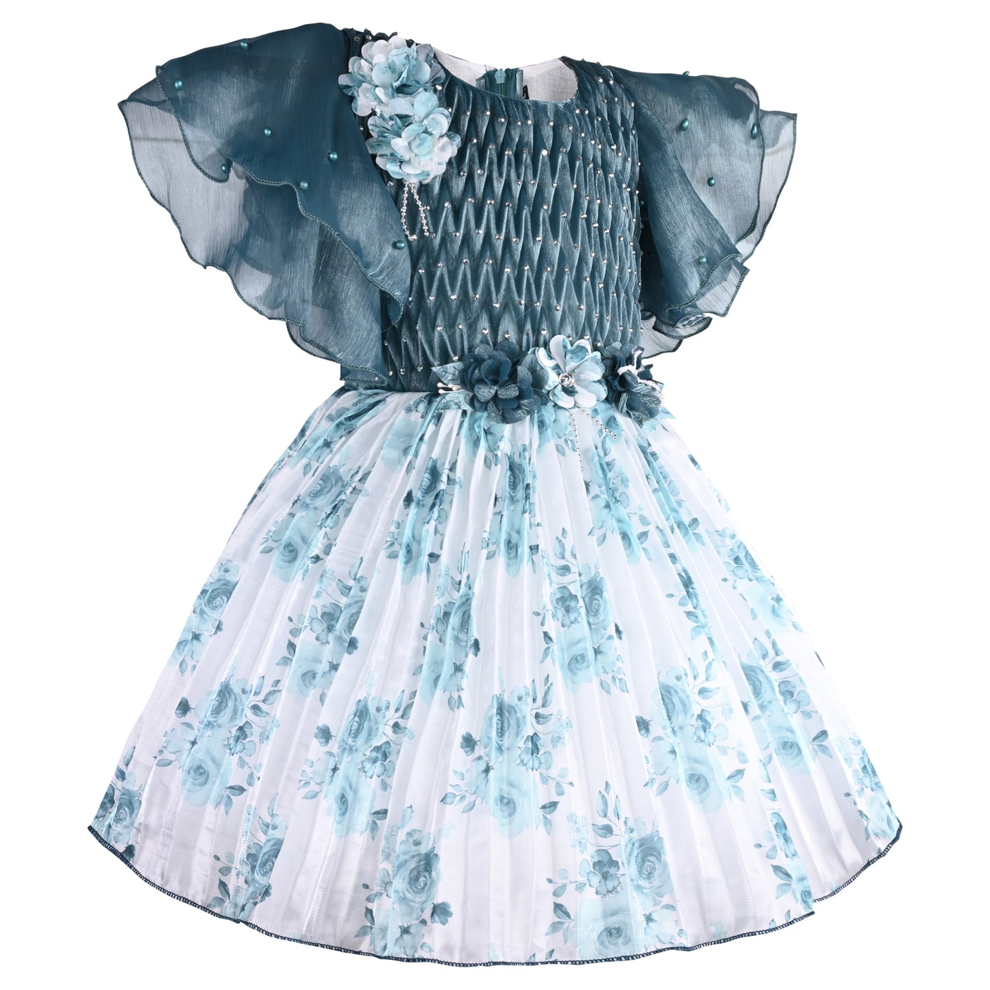 Girls Floral Print Fit and Flare Frock Dress fep3431