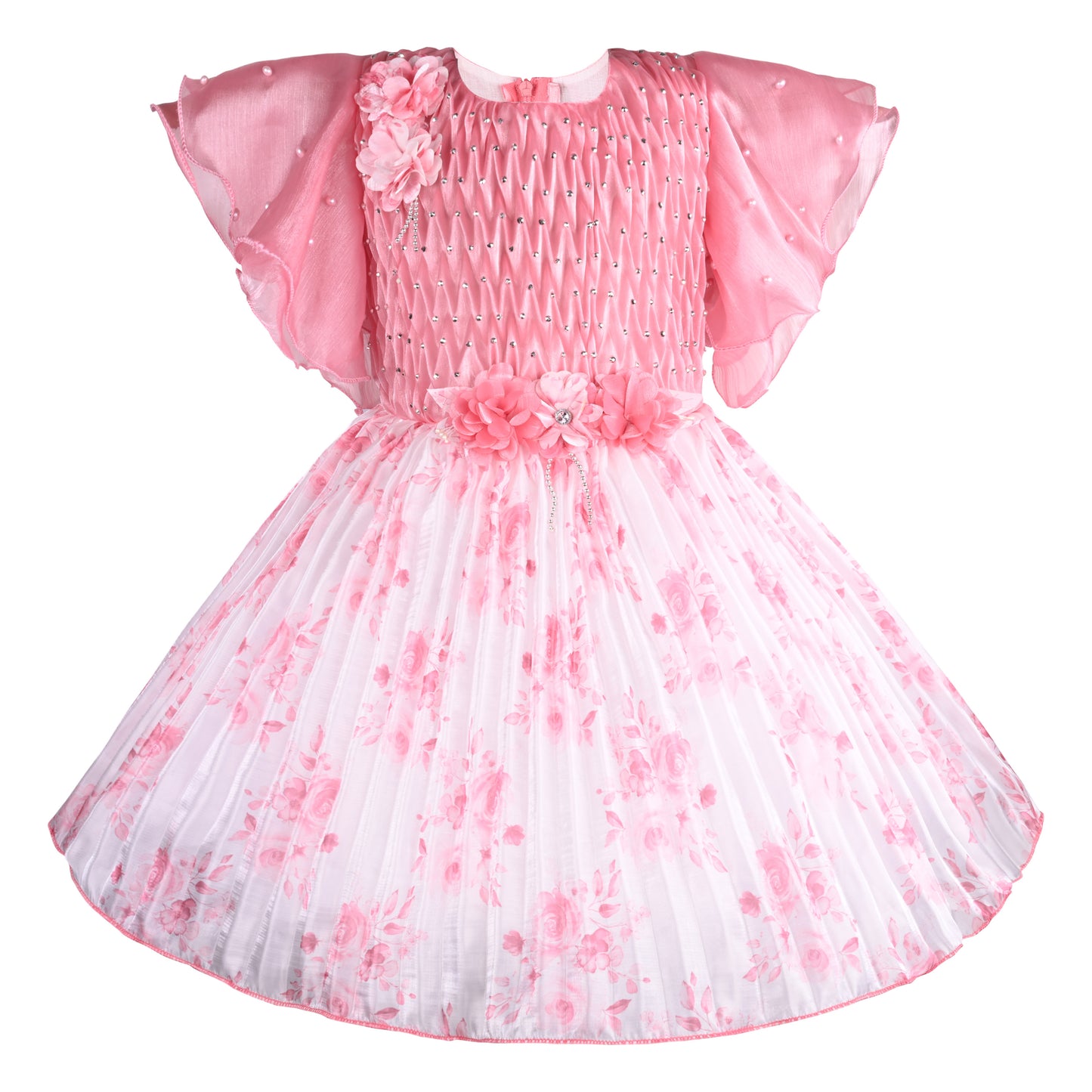 Girls Floral Print Fit and Flare Frock Dress fep3431
