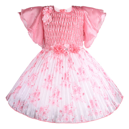 Girls Floral Print Fit and Flare Frock Dress fep3431