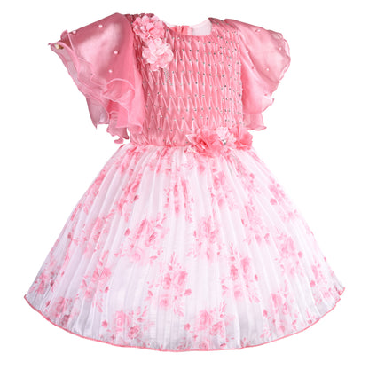 Girls Floral Print Fit and Flare Frock Dress fep3431