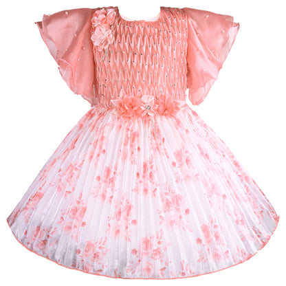 Girls Floral Print Fit and Flare Frock Dress fep3431