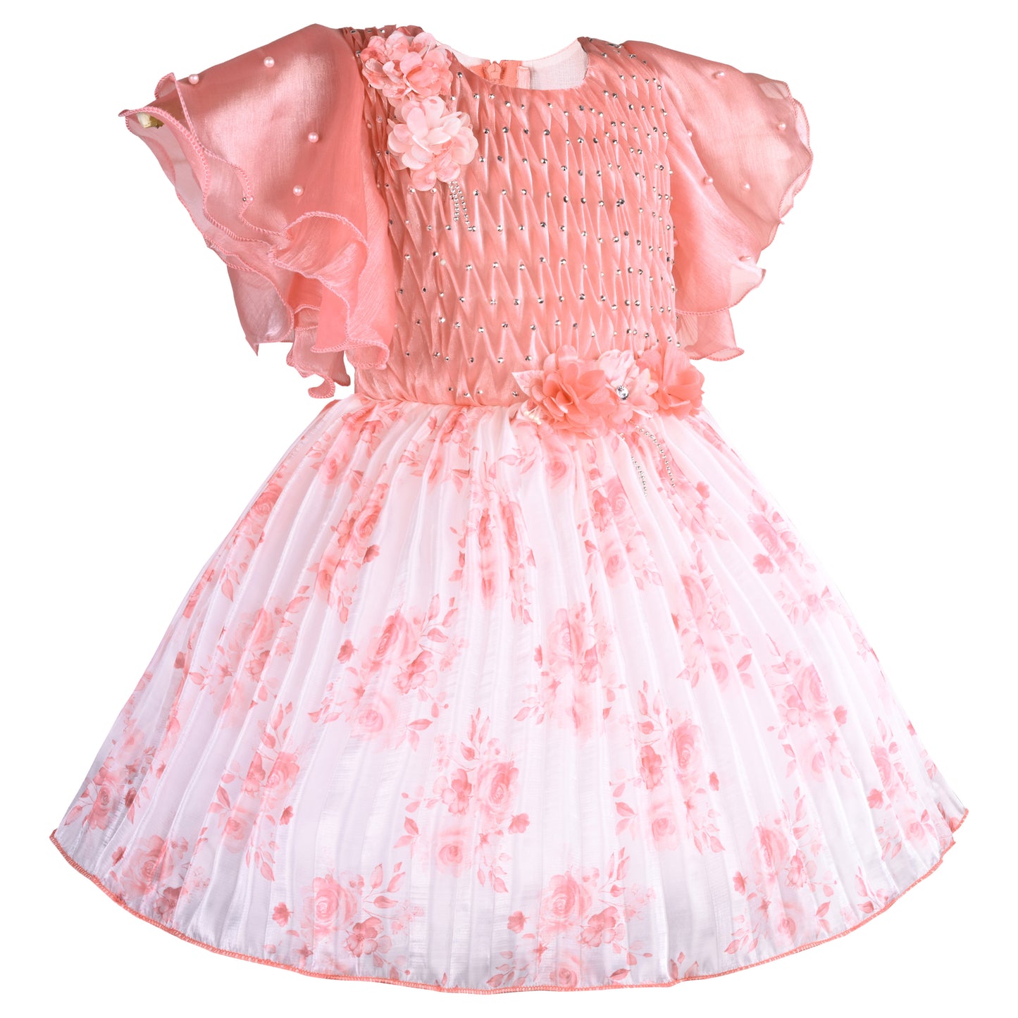 Girls Floral Print Fit and Flare Frock Dress fep3431