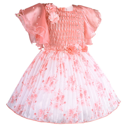 Girls Floral Print Fit and Flare Frock Dress fep3431