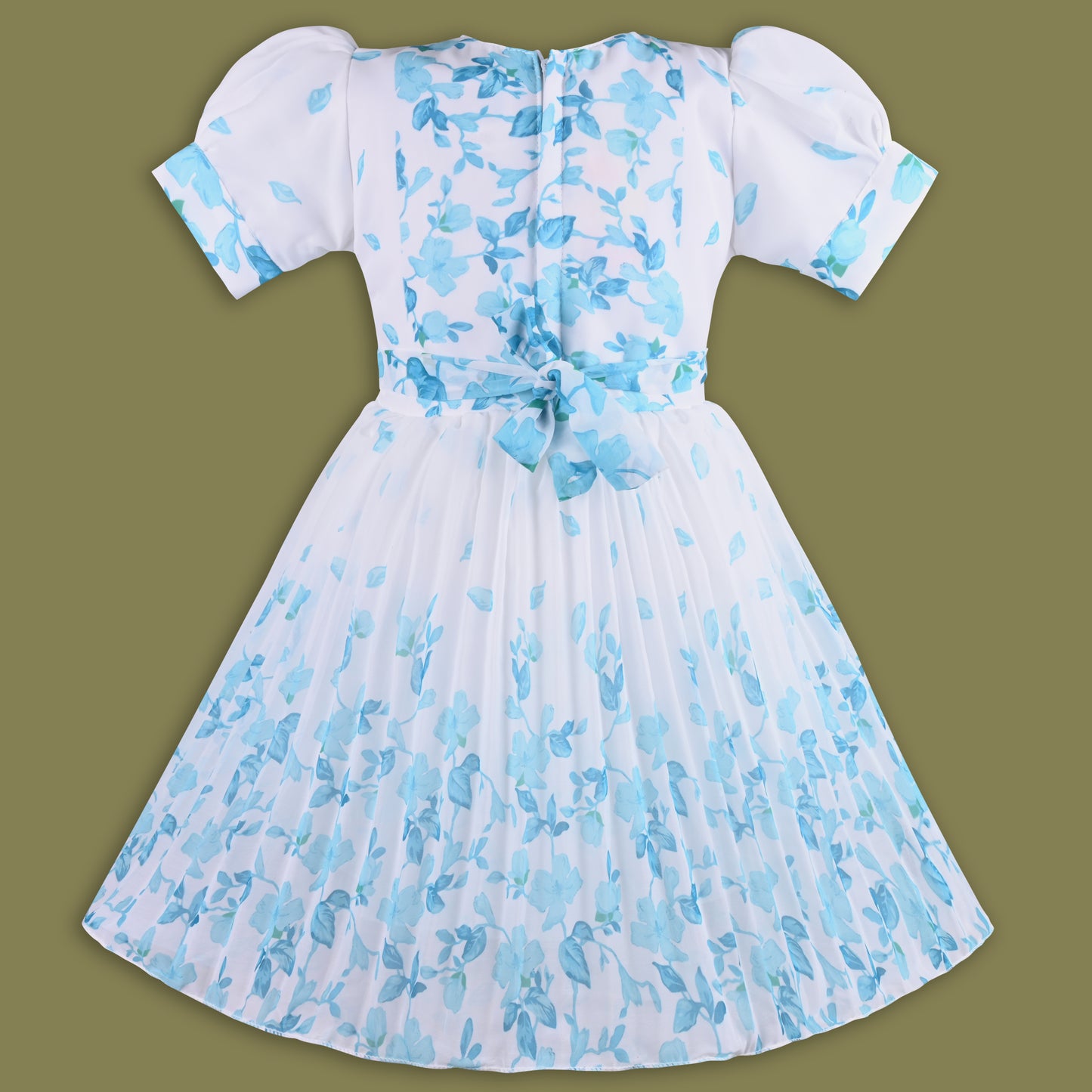 Girls Floral Print Bead Embellished Flared Party Dress fep3512