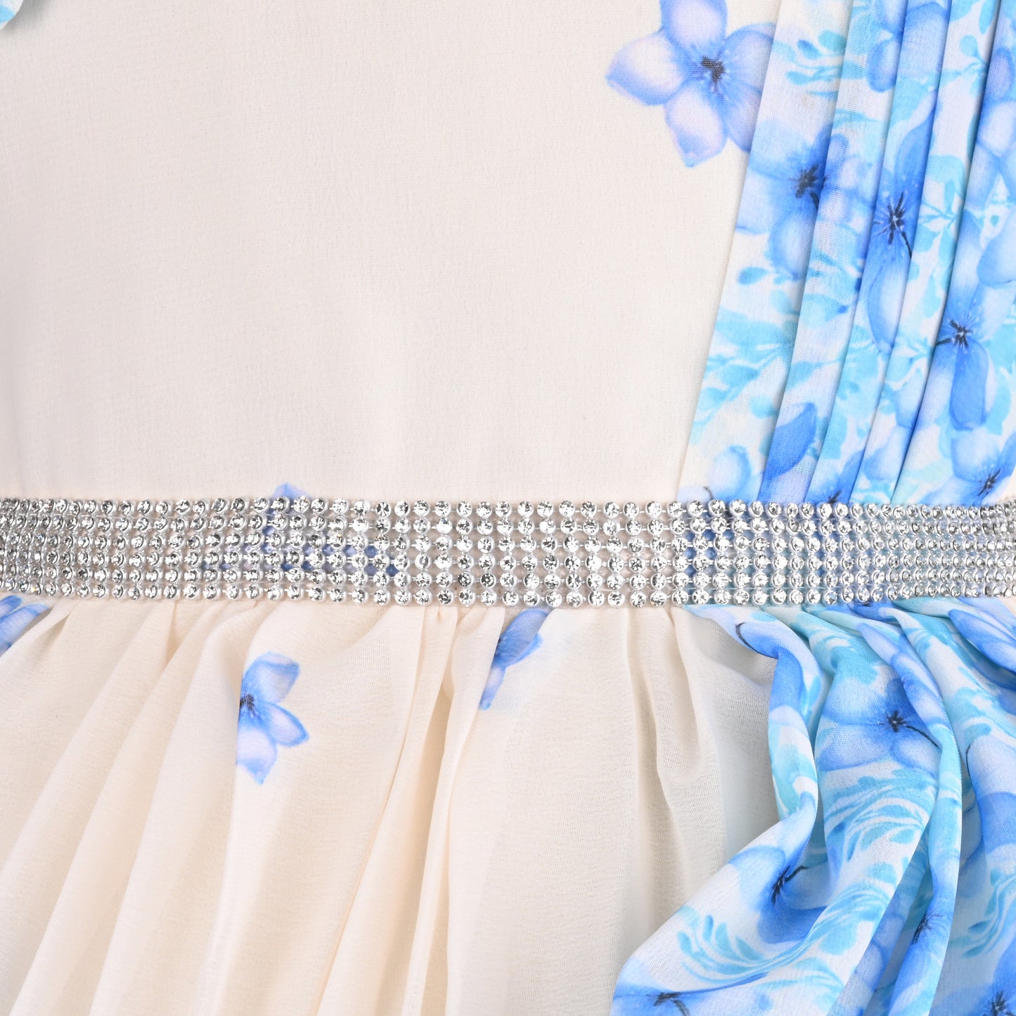 Girls Floral Party Dress with Attached Dupatta Style fep3531