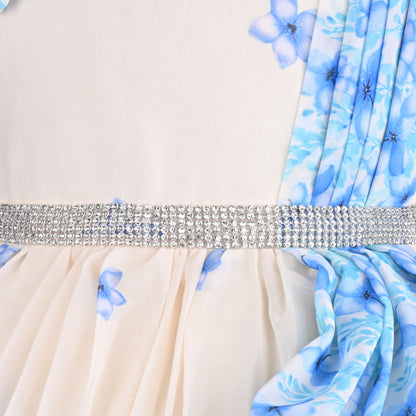 Girls Floral Party Dress with Attached Dupatta Style fep3531