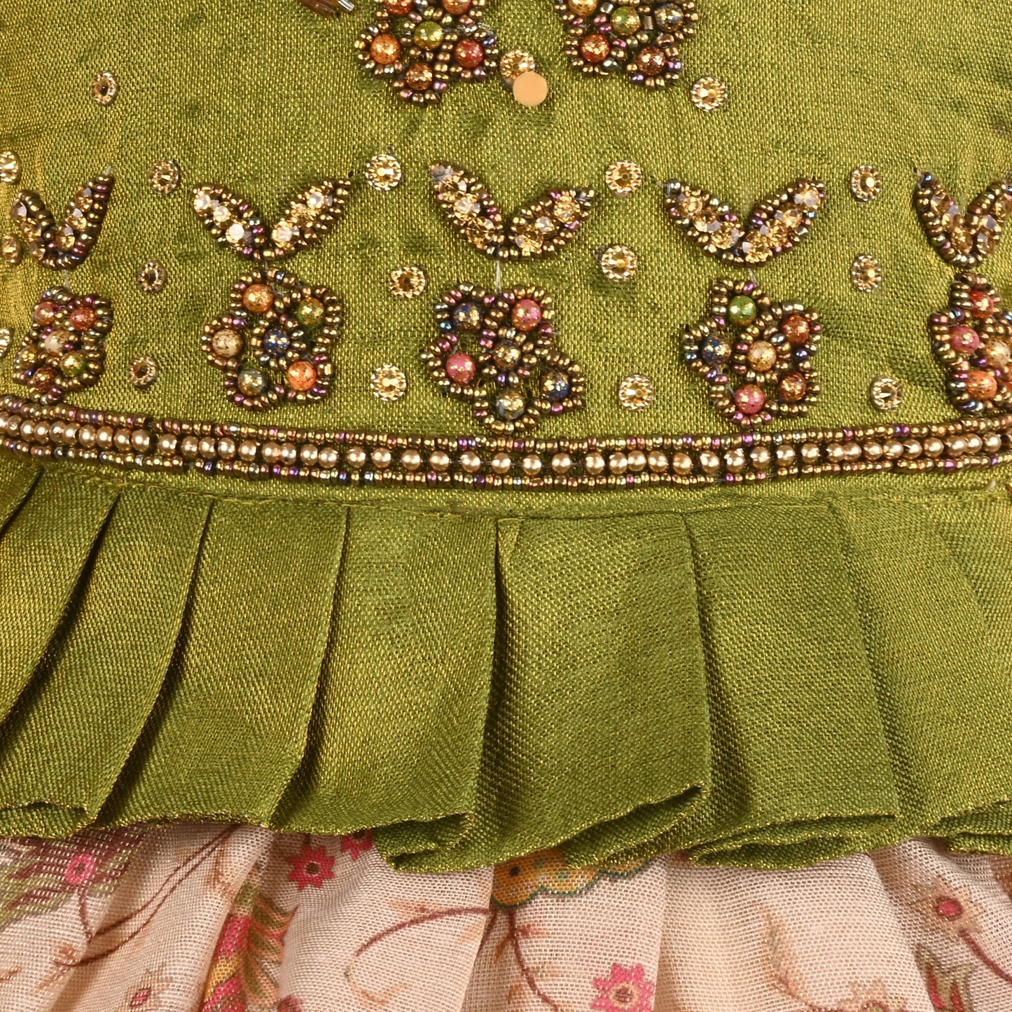 Girls Satin Ethnic Party Dress with Embroidery & Tassel Belt fep3586