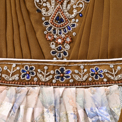 Girls Ethnic Party Wear Dress with Embroidered Bodice & Floral Chiffon Skirt