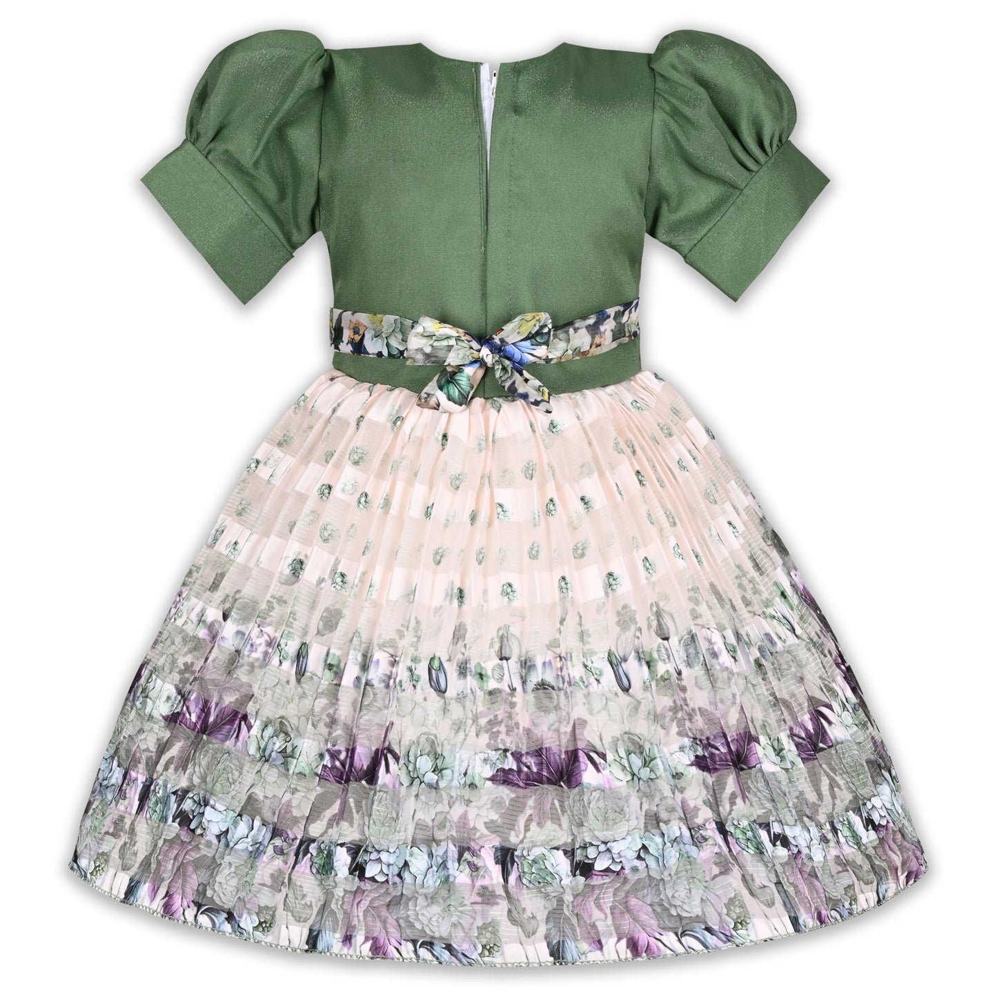 Girls Ethnic Party Wear Dress with Embroidered Bodice & Floral Chiffon Skirt