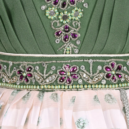 Girls Ethnic Party Wear Dress with Embroidered Bodice & Floral Chiffon Skirt