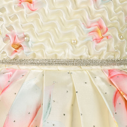 Elegant Kids Floral Party Dress – Satin Fabric | Puff Sleeves | Premium Occasion Wear fep3601
