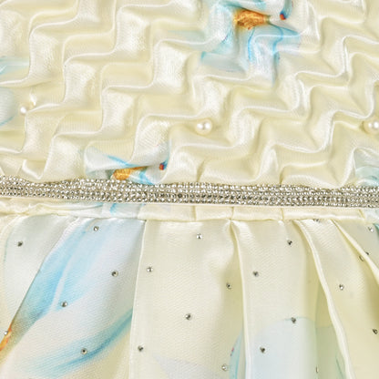 Elegant Kids Floral Party Dress – Satin Fabric | Puff Sleeves | Premium Occasion Wear fep3601