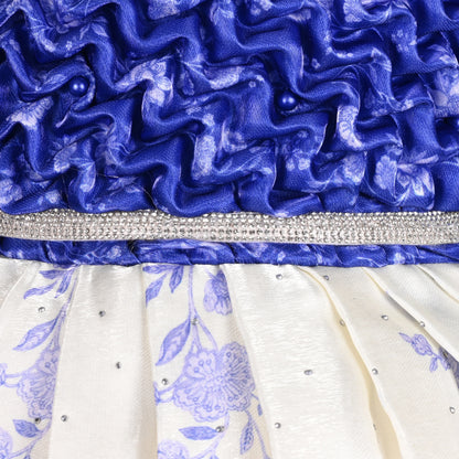 Elegant Kids Peacock Party Dress – Satin Fabric | Puff Sleeves | Designer Occasion Wear