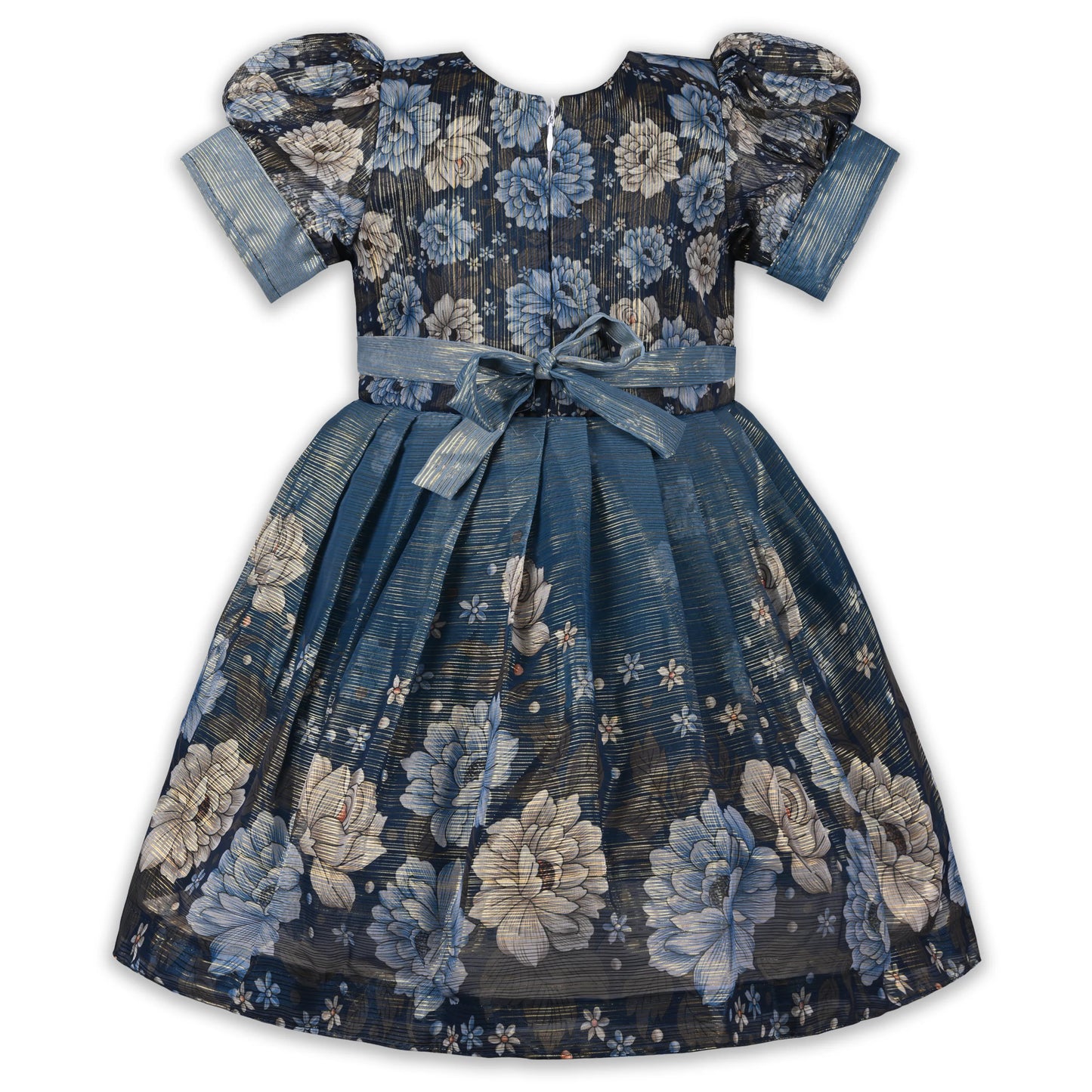 Girls Satin Floral Party Dress with Embroidery & Tassel Detail | Premium Kids Festive Wear