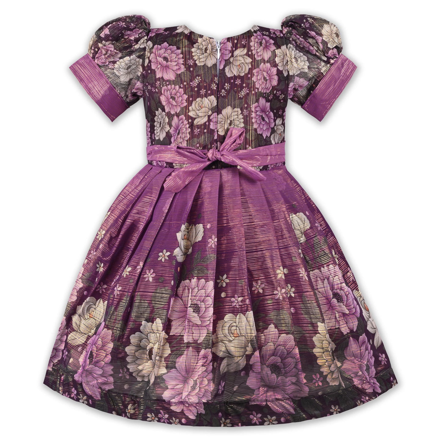 Girls Satin Floral Party Dress with Embroidery & Tassel Detail | Premium Kids Festive Wear
