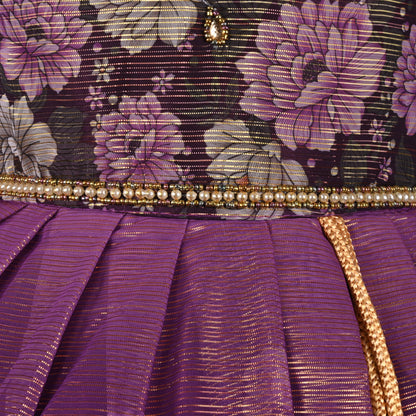 Girls Satin Floral Party Dress with Embroidery & Tassel Detail | Premium Kids Festive Wear