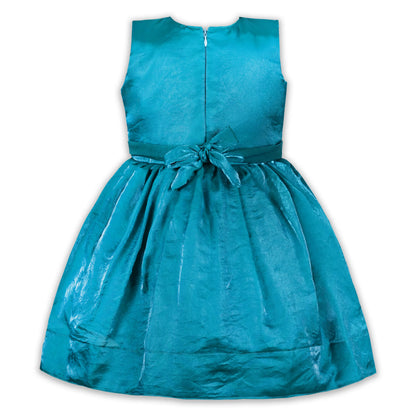 Girls Satin Party Dress with Bow Detail & Embellished Design | Premium Kids Festive Wear