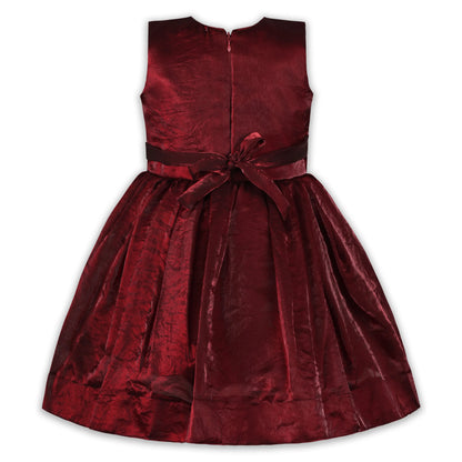 Girls Satin Party Dress with Bow Detail & Embellished Design | Premium Kids Festive Wear