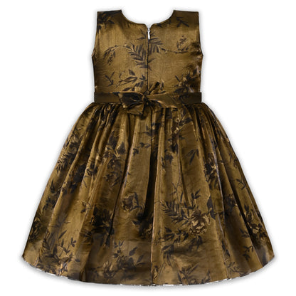 Girls Satin Floral Party Dress with 3D Flower Detail | Premium Kids Festive Wear