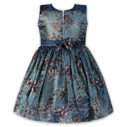 Girls Satin Floral Party Dress with 3D Flower Detail | Premium Kids Festive Wear