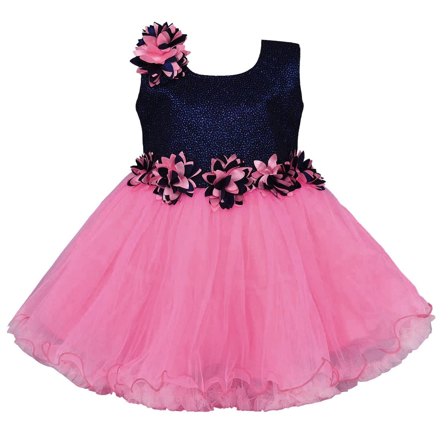 Girls Knee Length Frock Dress(fre1005bpnk)
