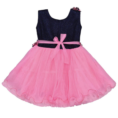 Girls Knee Length Frock Dress(fre1005bpnk)