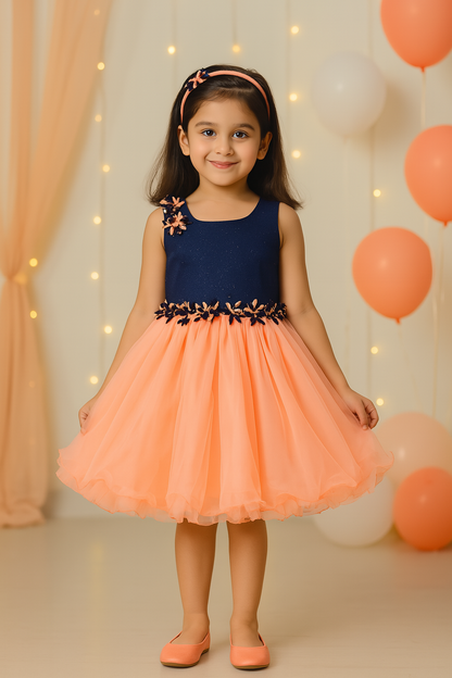 Girls Frock With Flower Design