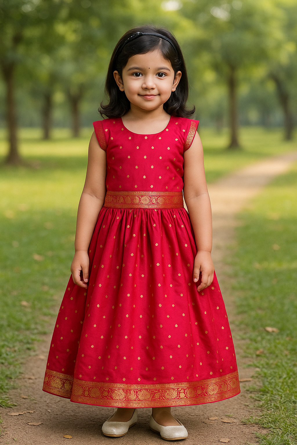 Girls Zari Woven Pattu Pavadai Choli Skirt Set gc204pnk