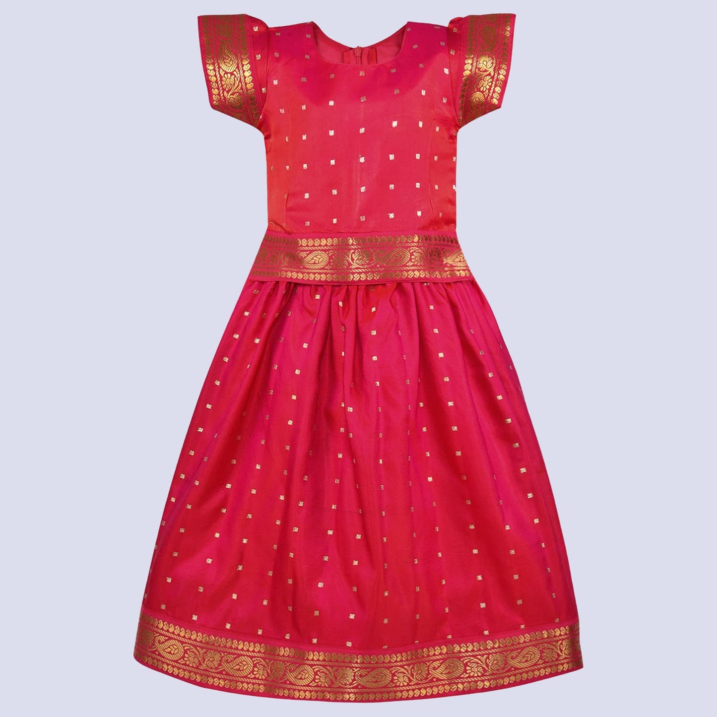 Girls Woven Design Pleated Skirt Set