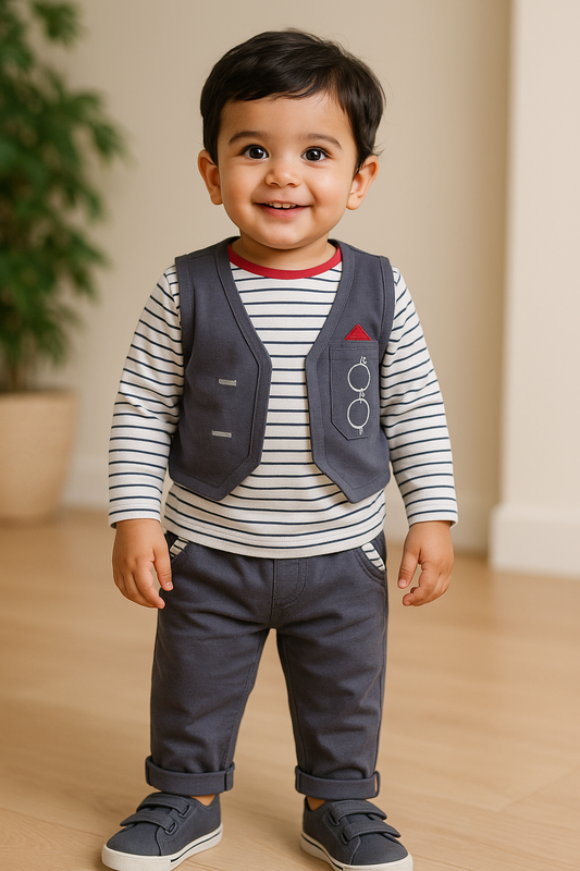 Cotton Clothing Set for Baby Boys hfs611gry