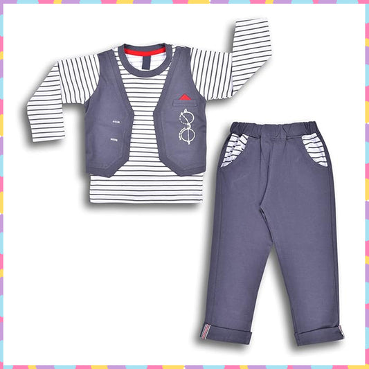 Wish Karo Cotton Clothing Set for Baby Boys hfs611gry - Wish Karo - photo 1