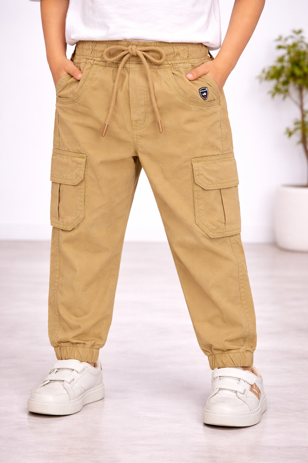 Boys Cotton Denim Cargo Joggers – Soft & Stretchable Pants js147