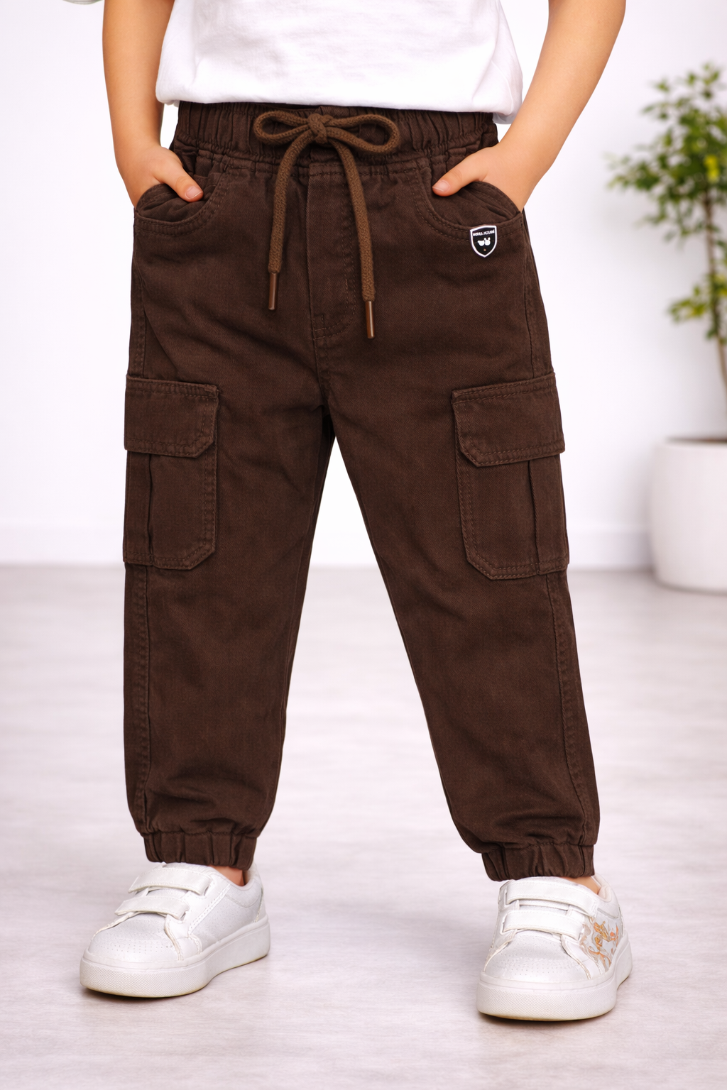 Boys Cotton Denim Cargo Joggers – Soft & Stretchable Pants js147