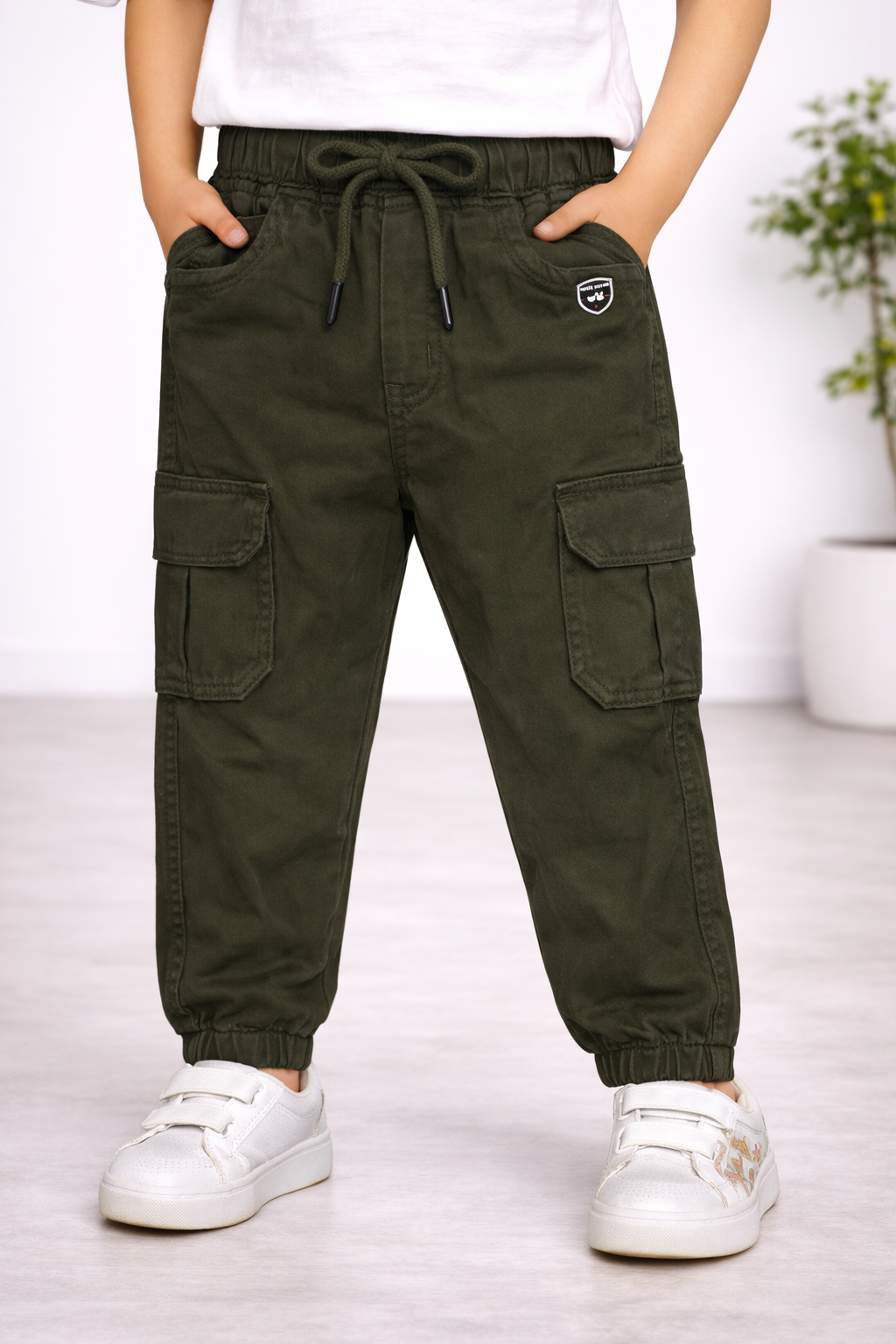 Boys Cotton Denim Cargo Joggers – Soft & Stretchable Pants js147