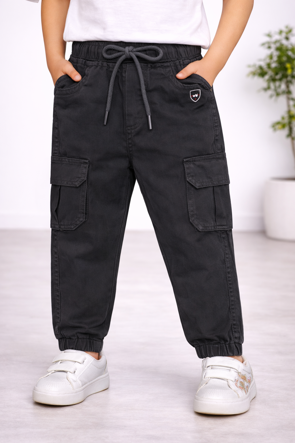 Boys Cotton Denim Cargo Joggers – Soft & Stretchable Pants js147
