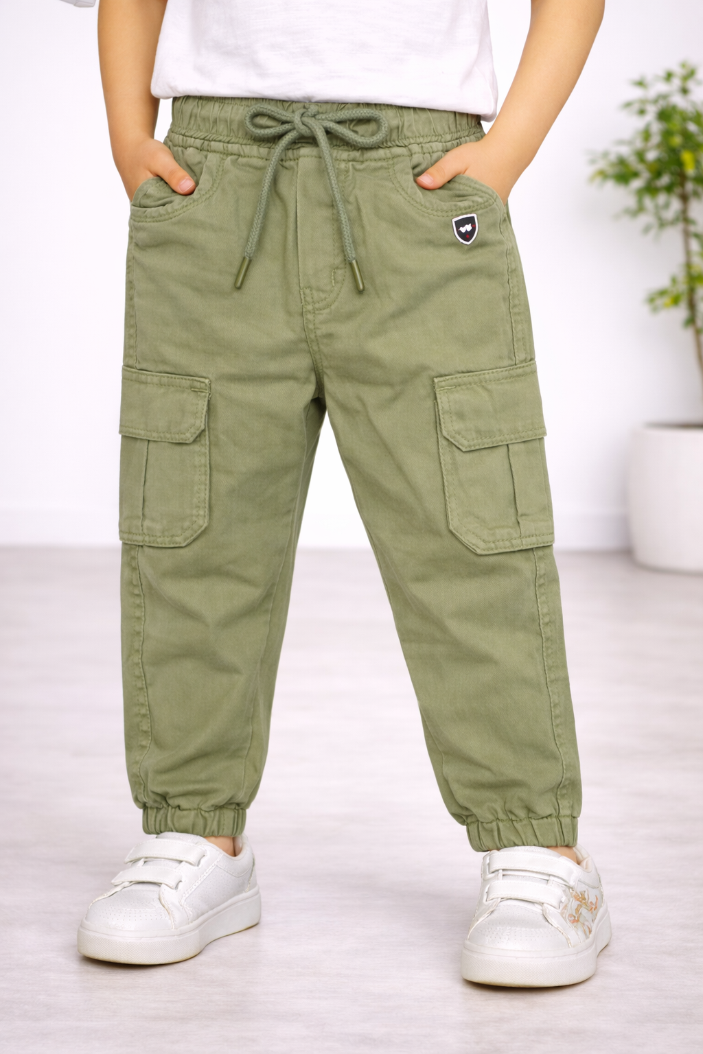 Boys Cotton Denim Cargo Joggers – Soft & Stretchable Pants js147