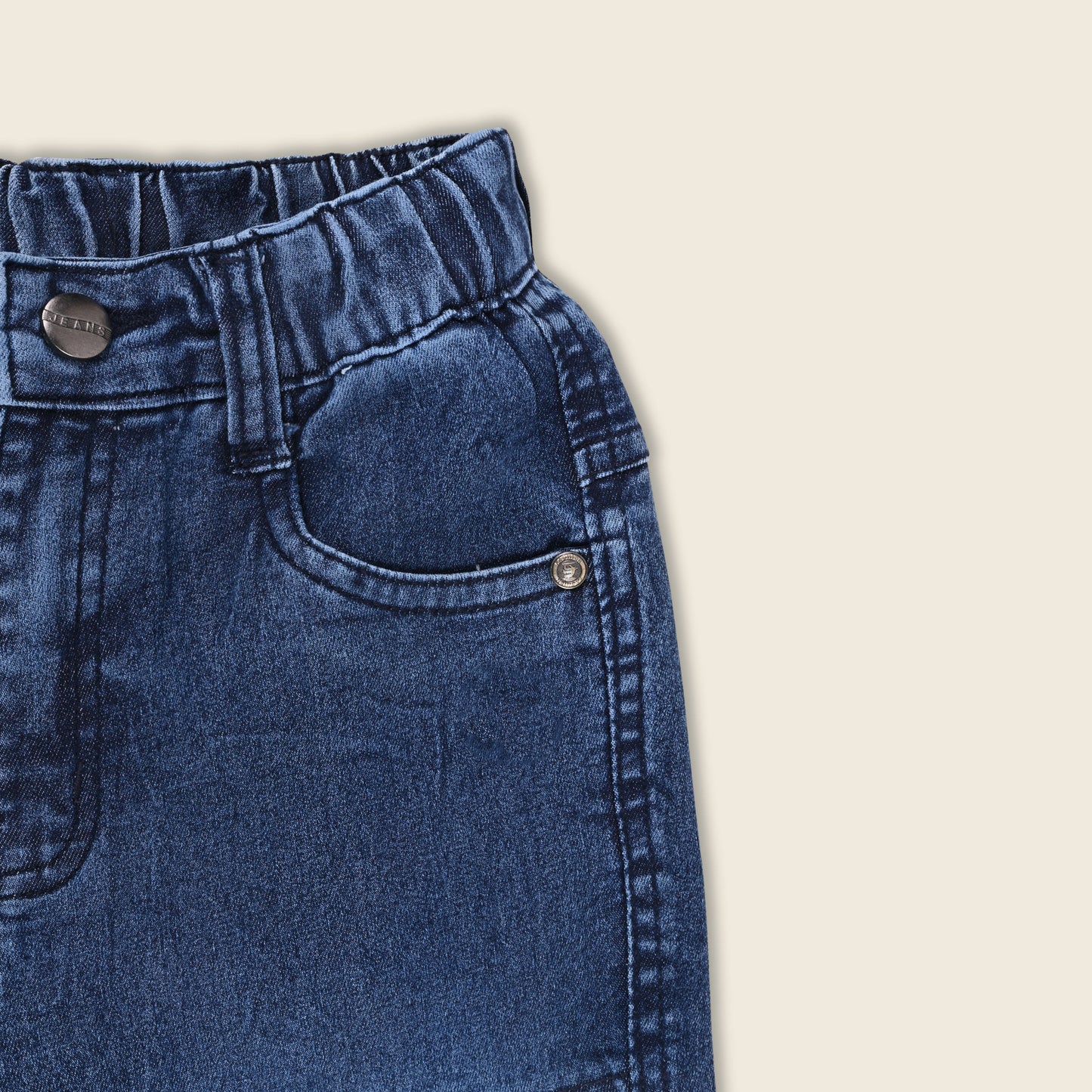 Boys Elastic Waist Cargo Denim Trouser