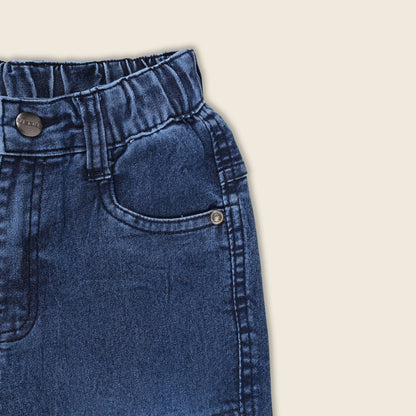 Boys Elastic Waist Cargo Denim Trouser