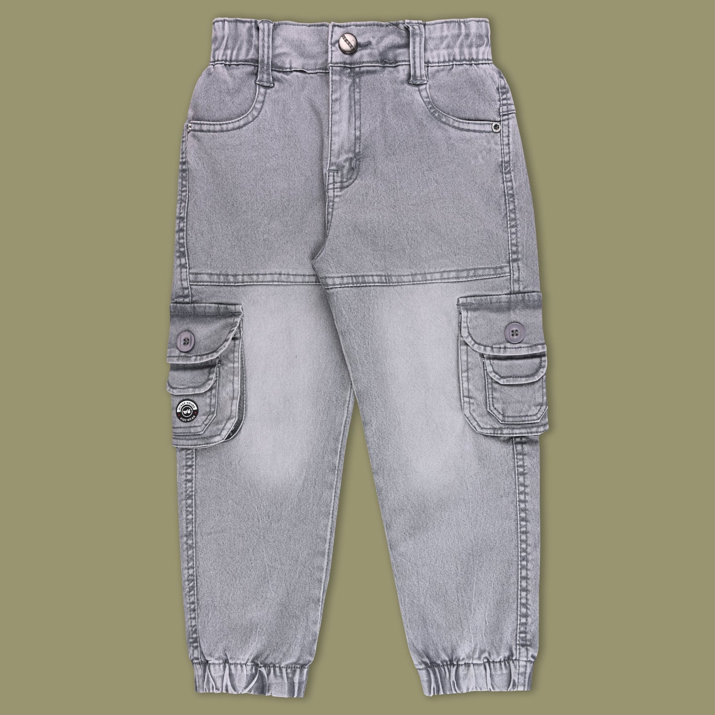 Boys Elastic Waist Cargo Denim Trouser