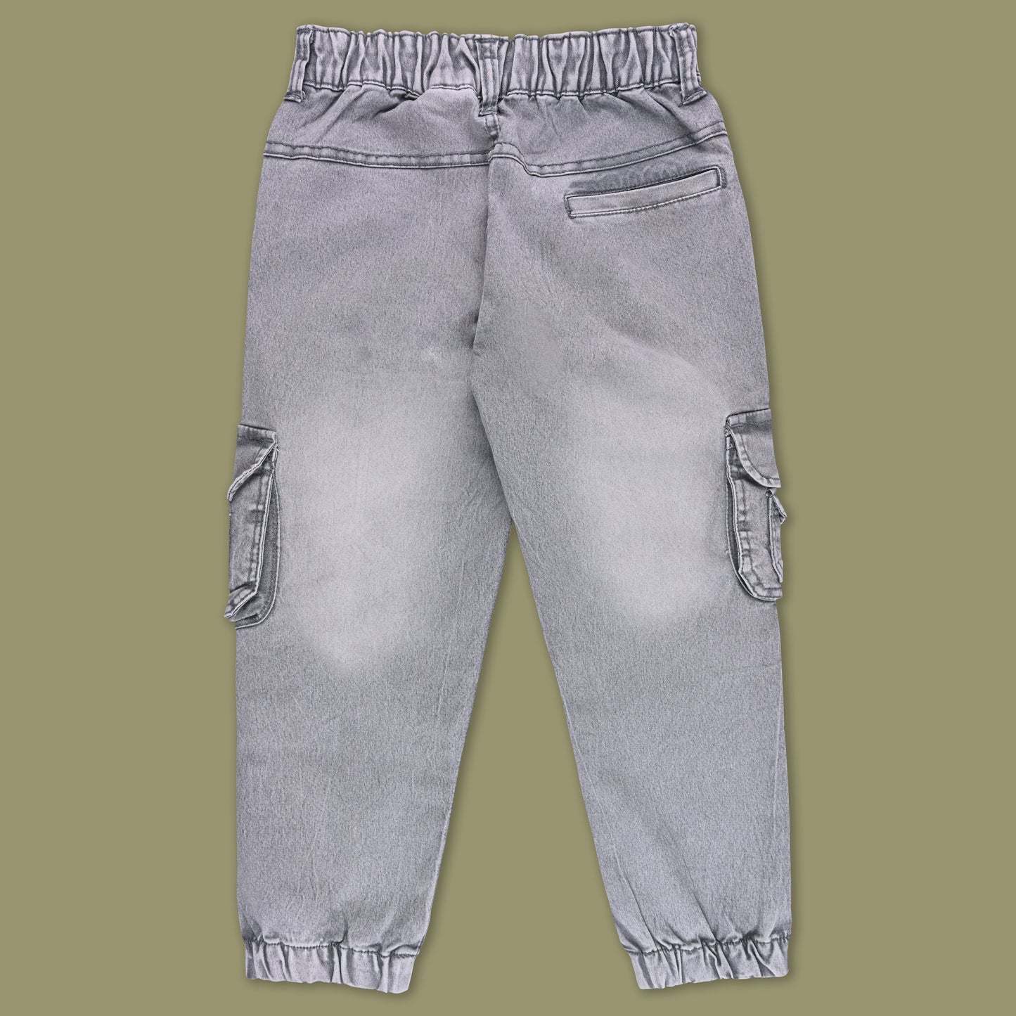 Boys Elastic Waist Cargo Denim Trouser