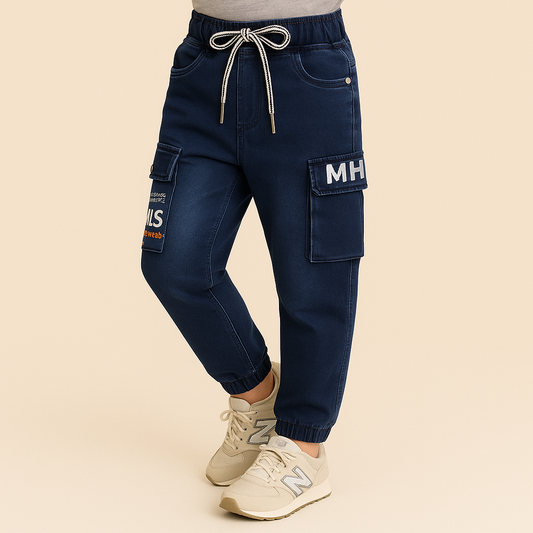 Boys Cargo Cotton Elastic Trouser - Wish Karo