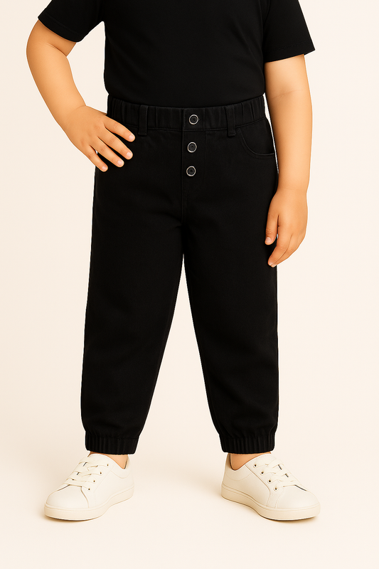 Girls High Waist Denim Joggers - Wish Karo