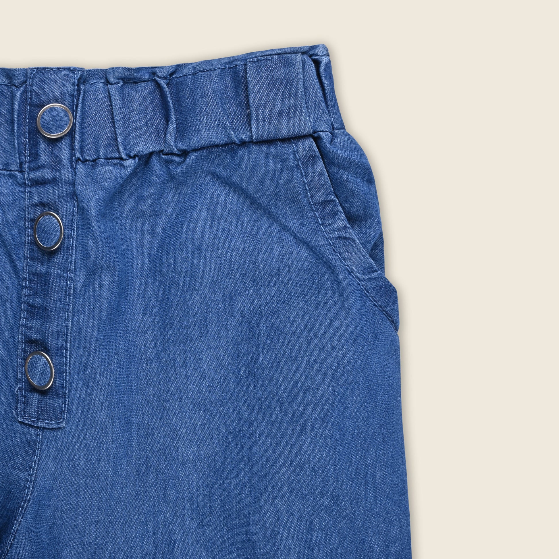 Girls High Waist Denim Joggers 