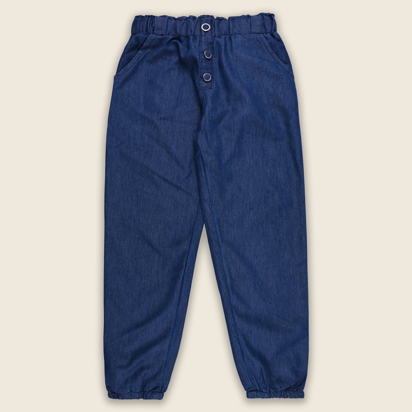 Girls High Waist Denim Joggers 