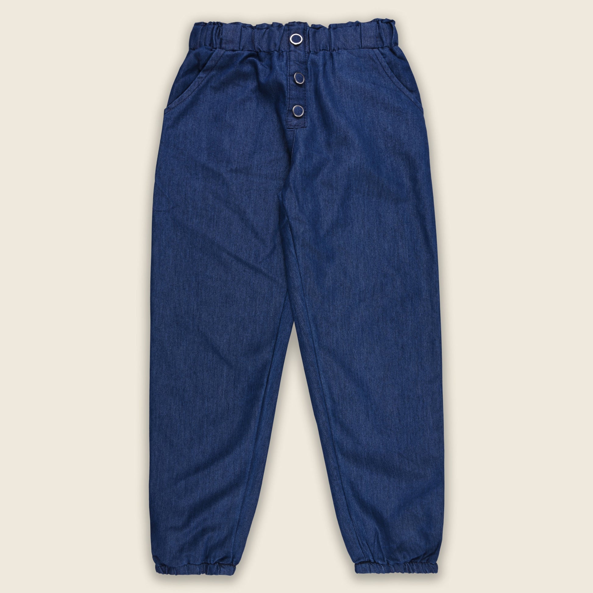 Girls High Waist Denim Joggers 