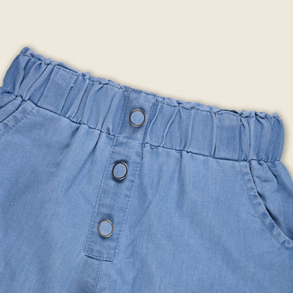 Girls High Waist Denim Joggers 